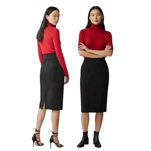 Milly Classic Black Pencil Skirt Elastic Waist Women’s Size 6 Made in USA